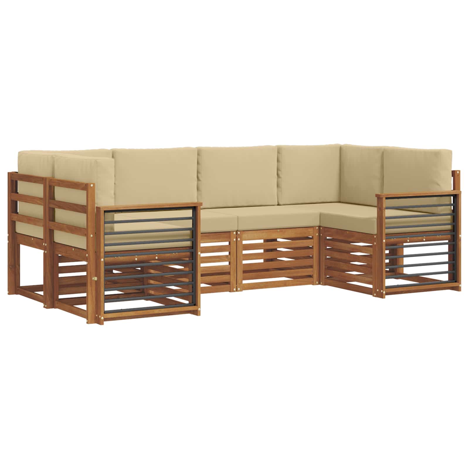 Outdoor-Sofagarnitur 6 stk. Natur und Beige