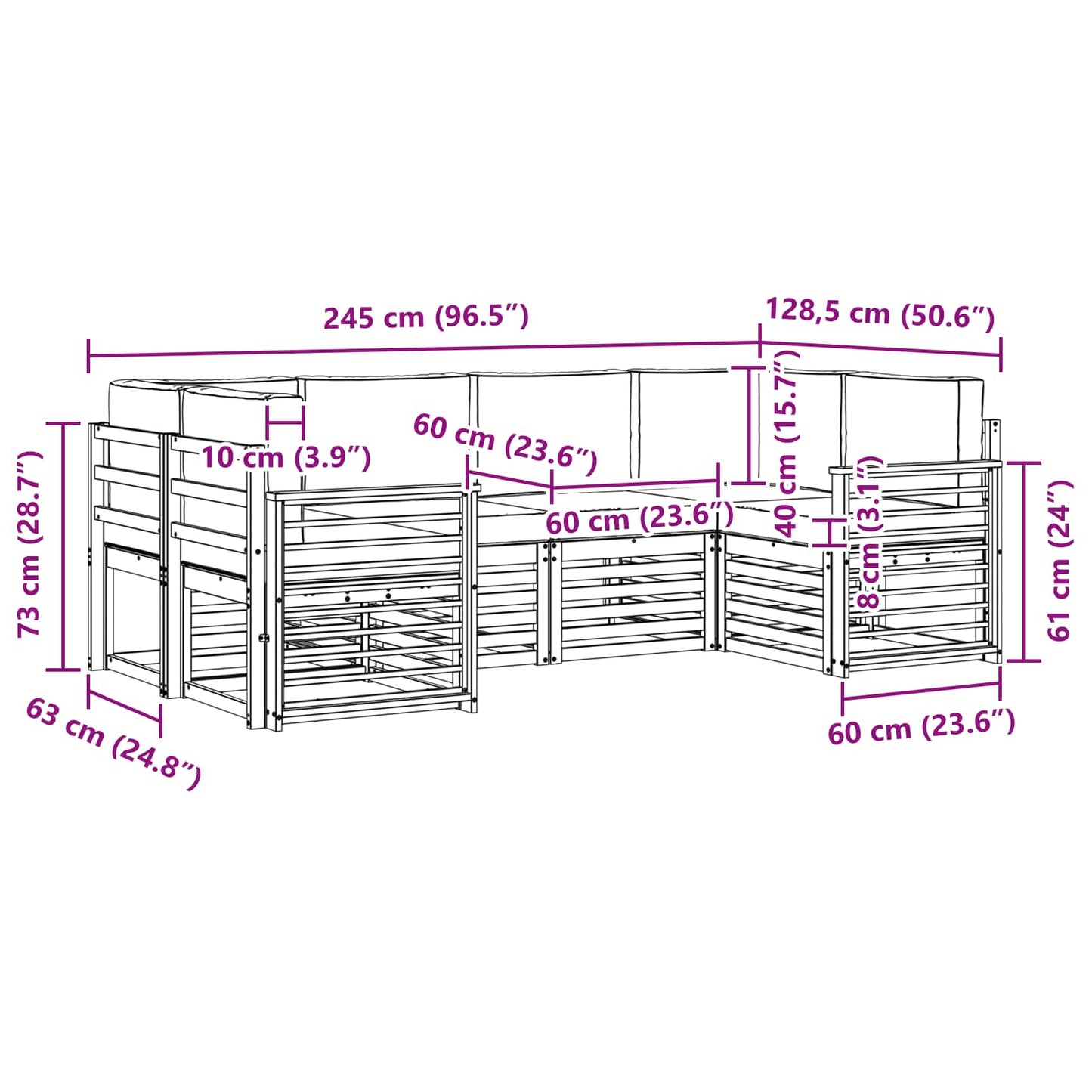 Outdoor-Sofagarnitur 6 stk. Natur und Beige