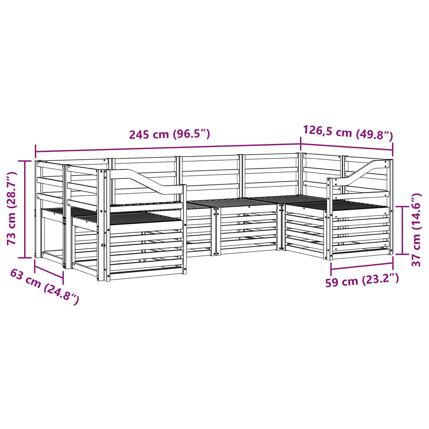 Ecksofa Set 6 pcs Natur