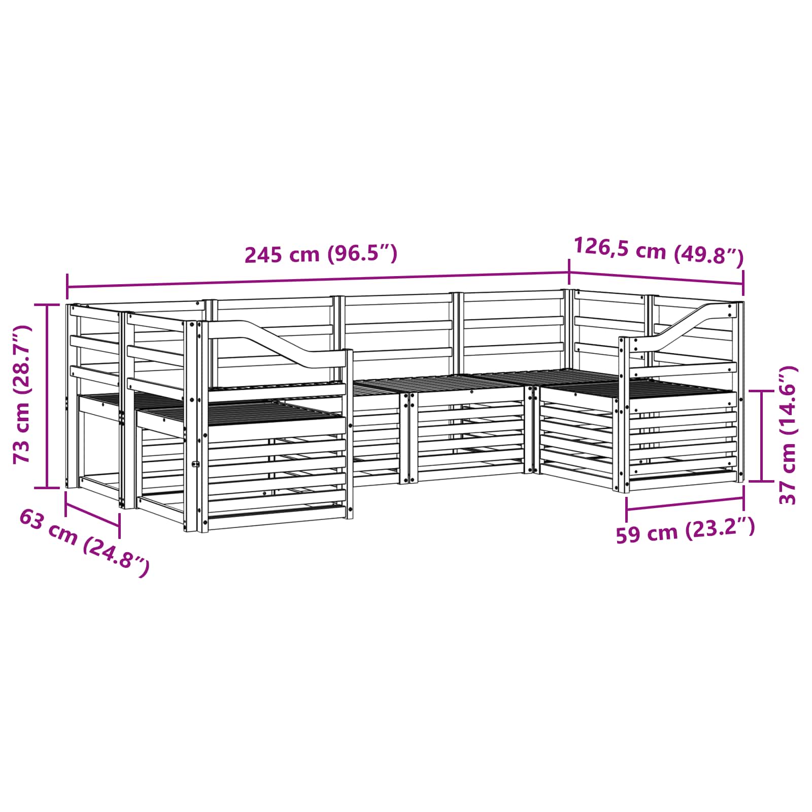 Ecksofa Set 6 pcs Natur