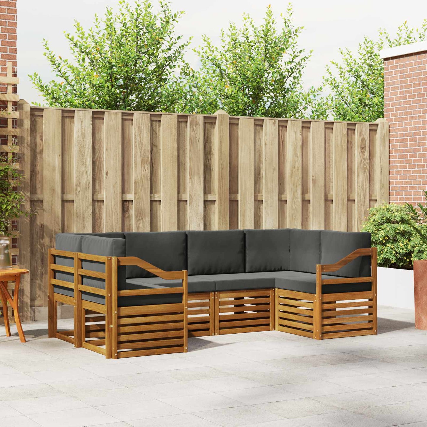 Outdoor-Sofagarnitur 6 stk. Natur und Anthrazit