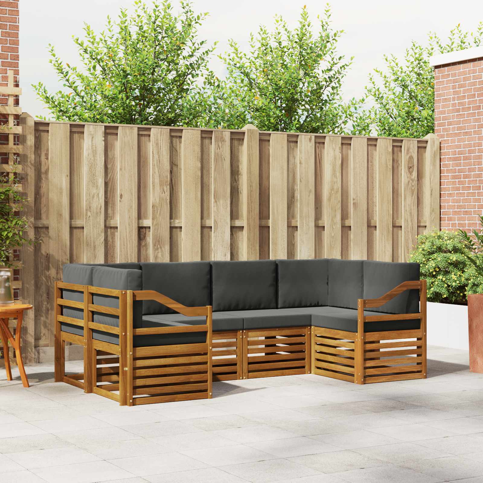 Outdoor-Sofagarnitur 6 stk. Natur und Anthrazit