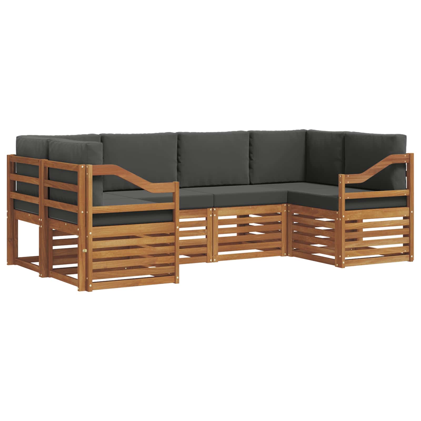 Outdoor-Sofagarnitur 6 stk. Natur und Anthrazit