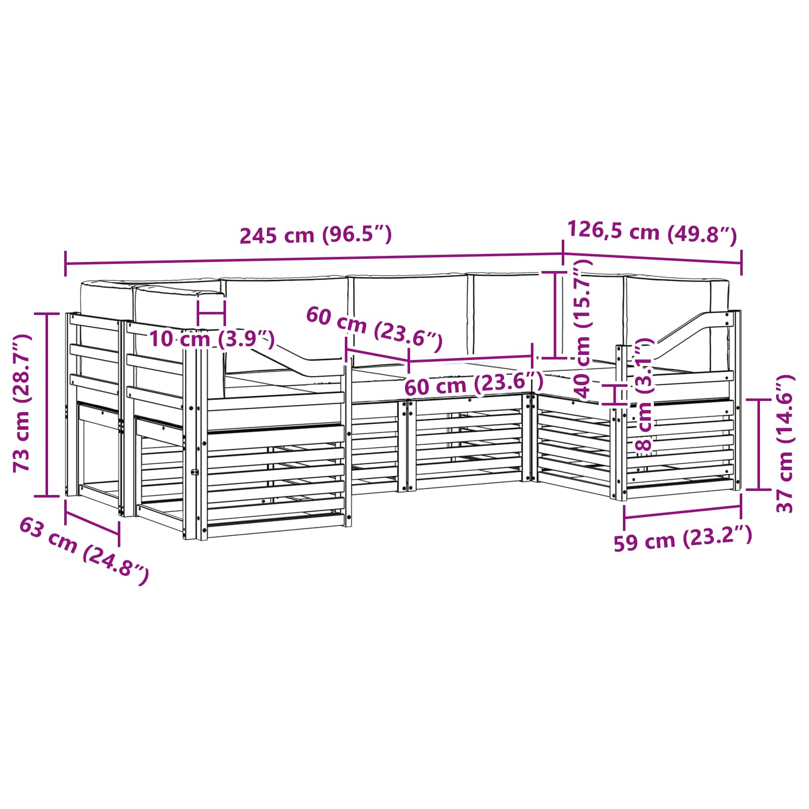 Outdoor-Sofagarnitur 6 stk. Natur und Anthrazit