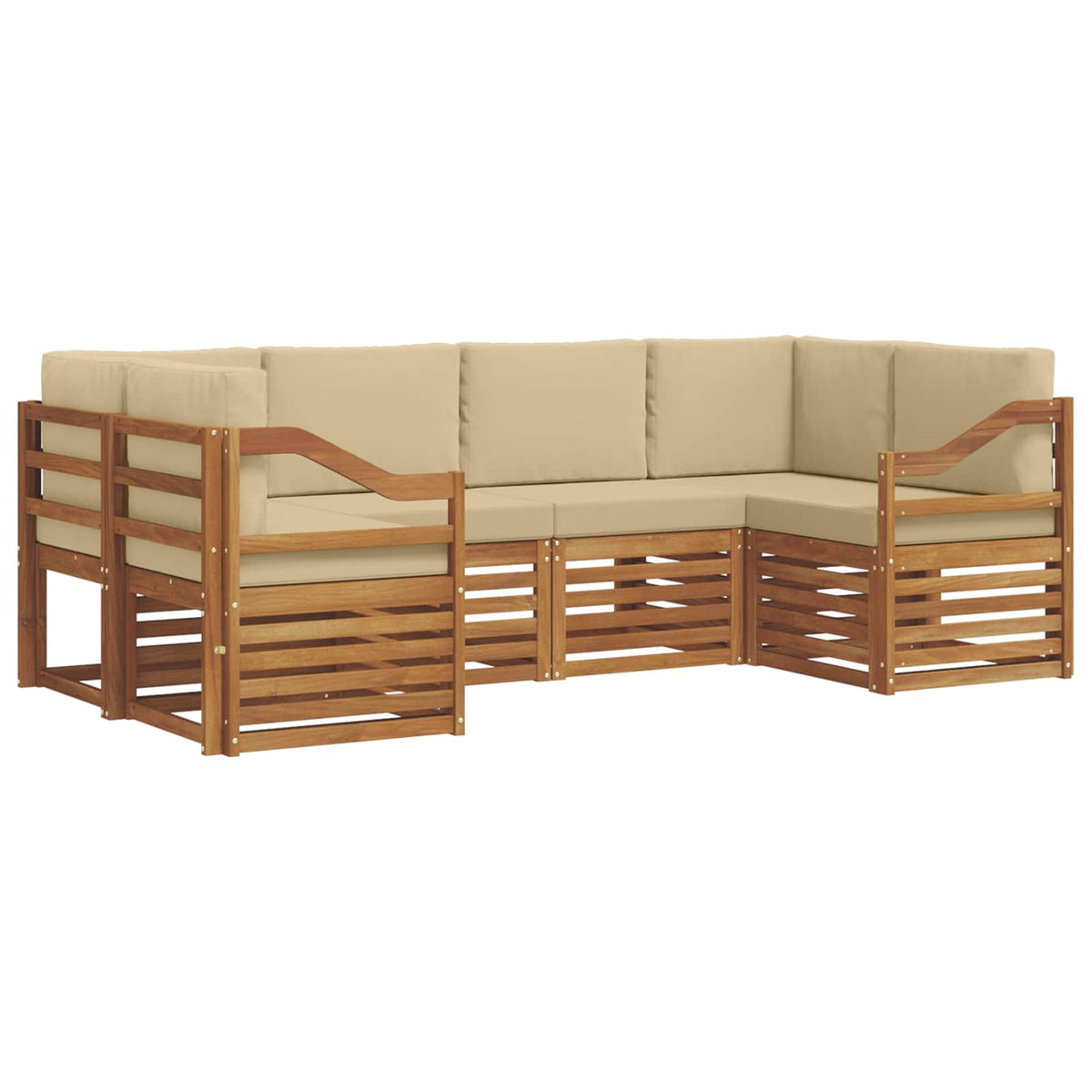 Outdoor-Sofagarnitur 6 stk. Natur und Beige