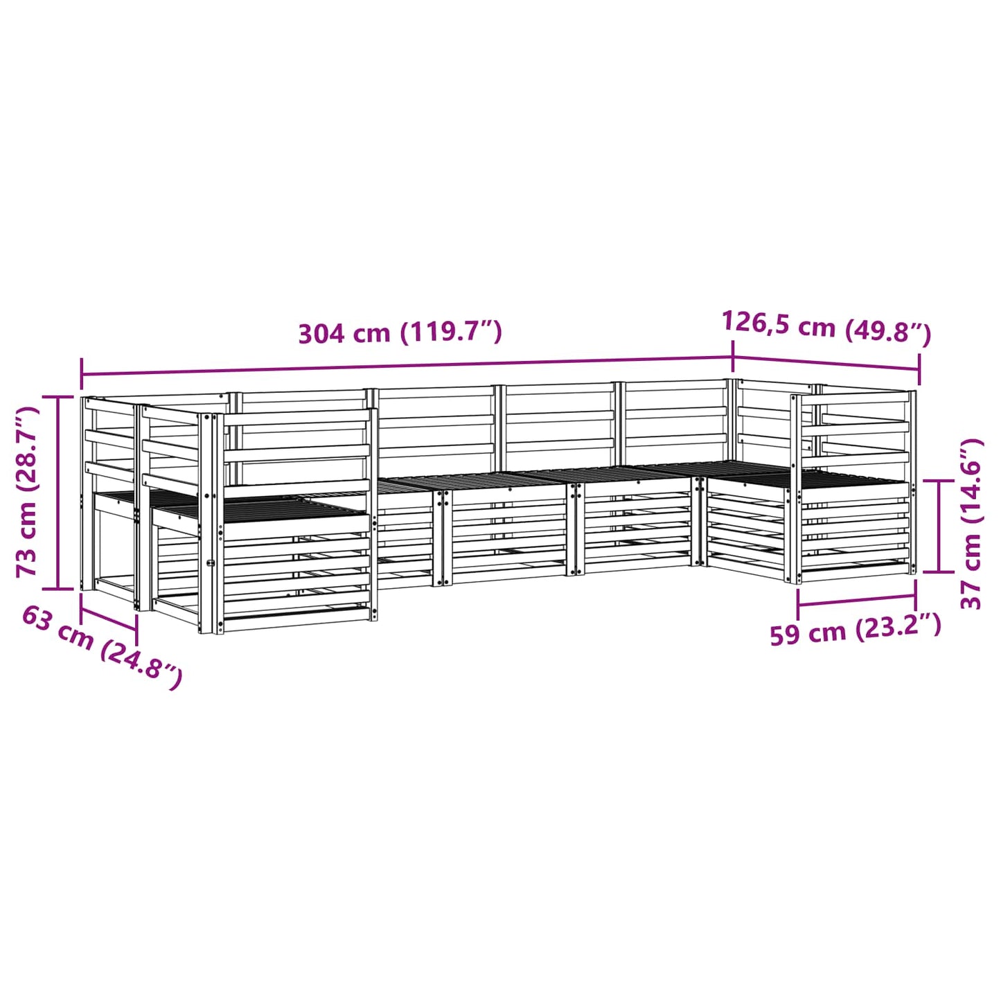 Ecksofa Set 7 pcs Natur