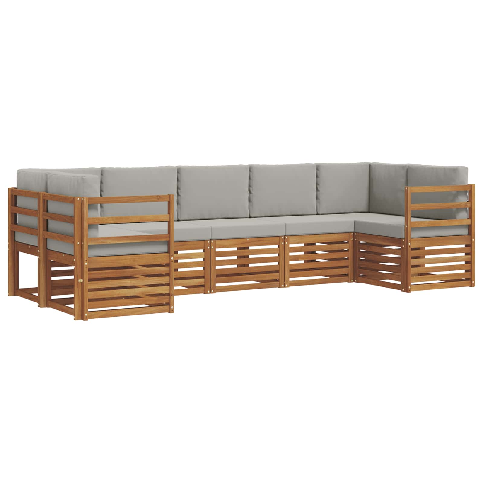 Ecksofa Set mit Kissen 7 pcs Natürlich und Hellgrau