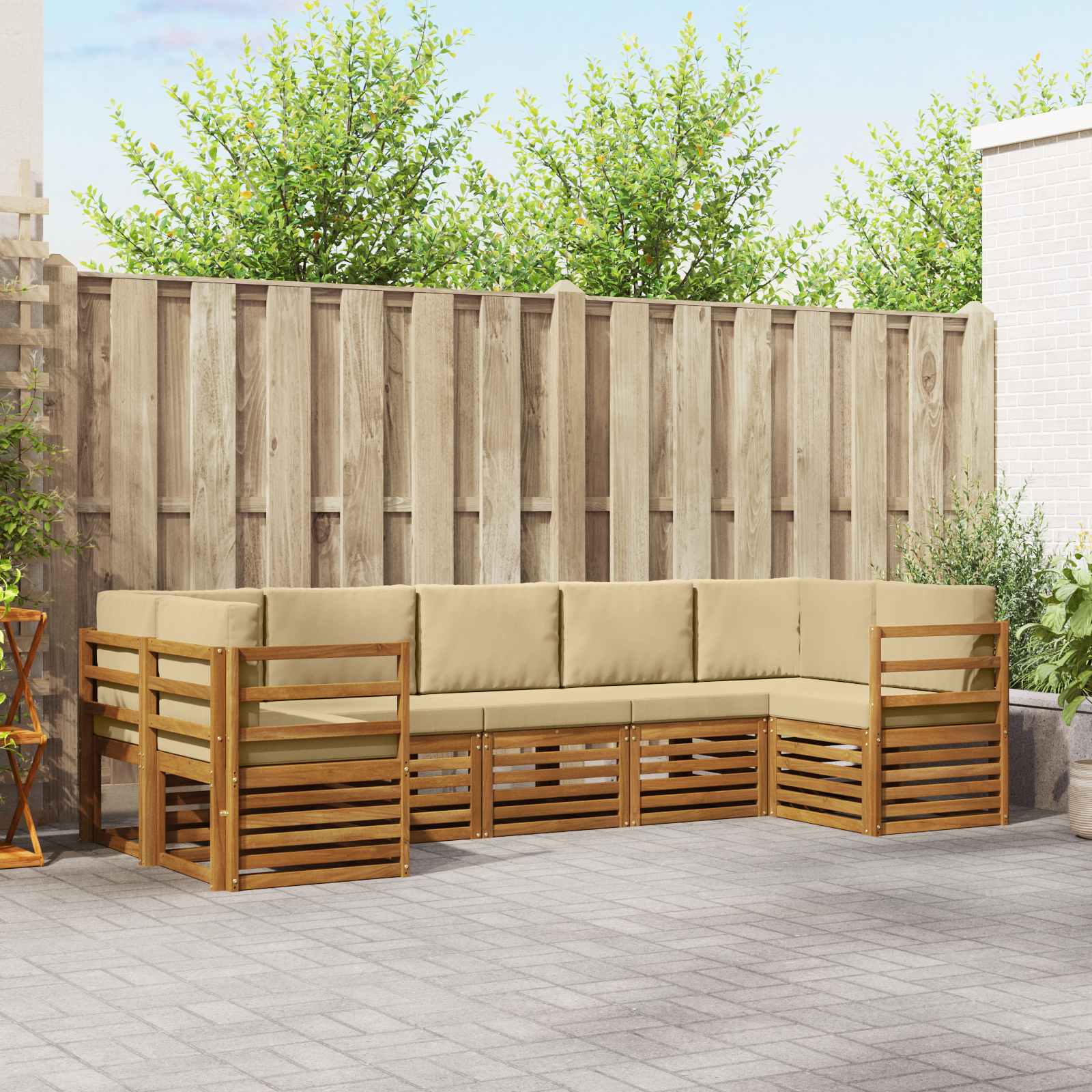 Ecksofa Set mit Kissen 7 pcs Natur und Beige