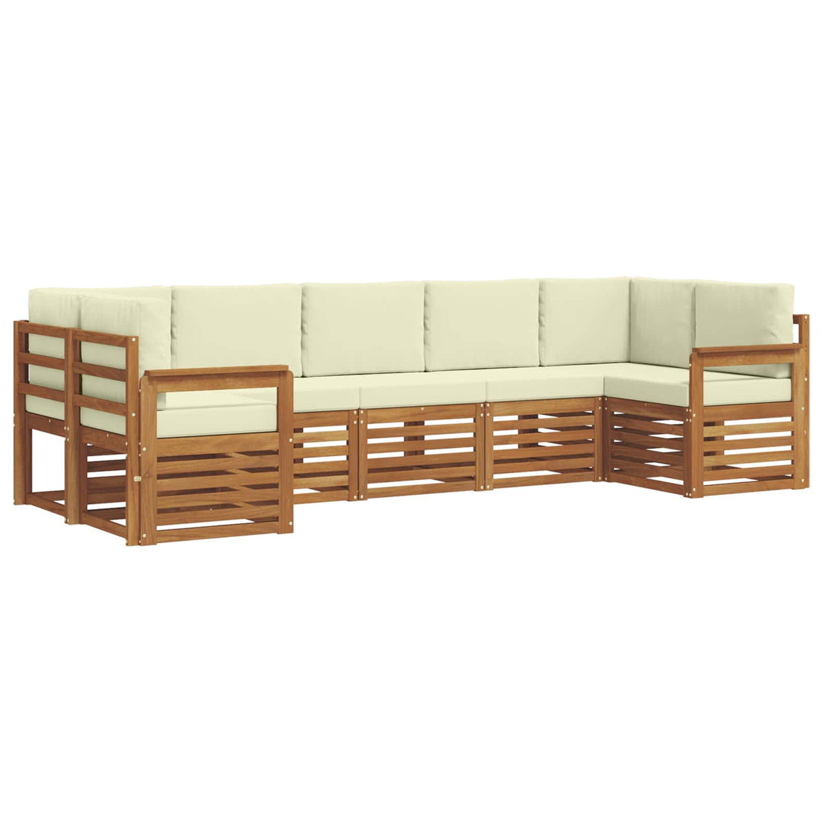 Outdoor-Sofagarnitur 7 stk. Natur und Creme