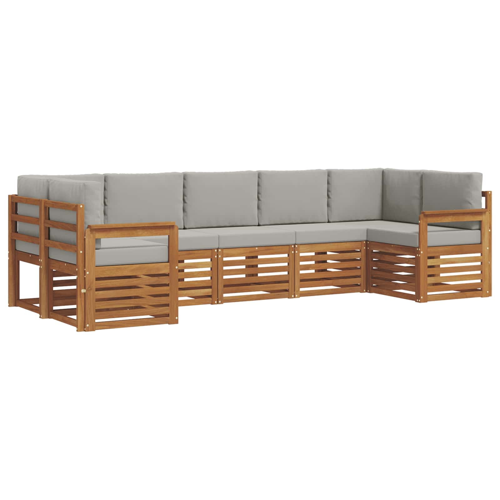 Ecksofa Set mit Kissen 7 pcs Natürlich und Hellgrau