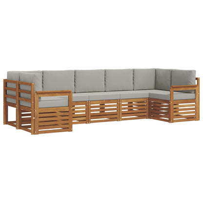 Outdoor-Sofagarnitur 7 stk. Natur und Hellgrau
