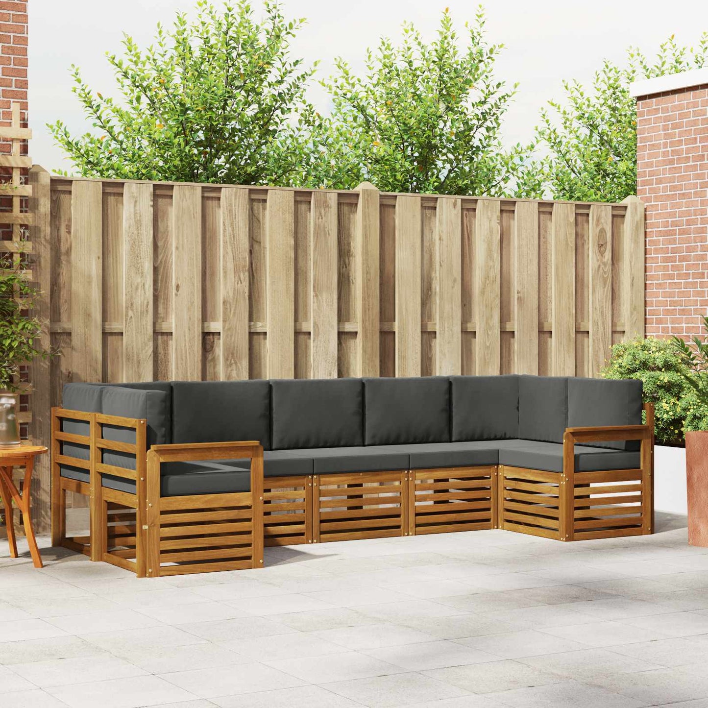 Outdoor-Sofagarnitur 7 stk. Natur und Anthrazit