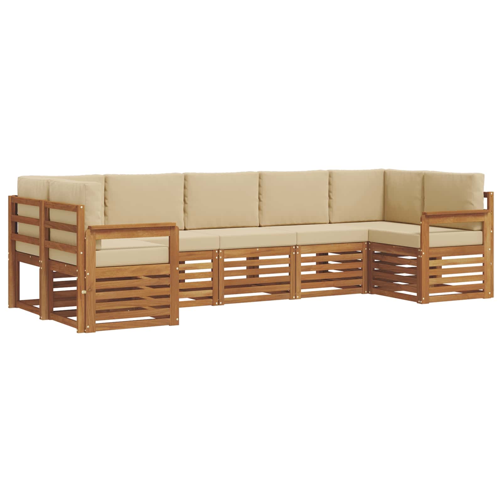 Outdoor-Sofagarnitur 7 stk. Natur und Beige
