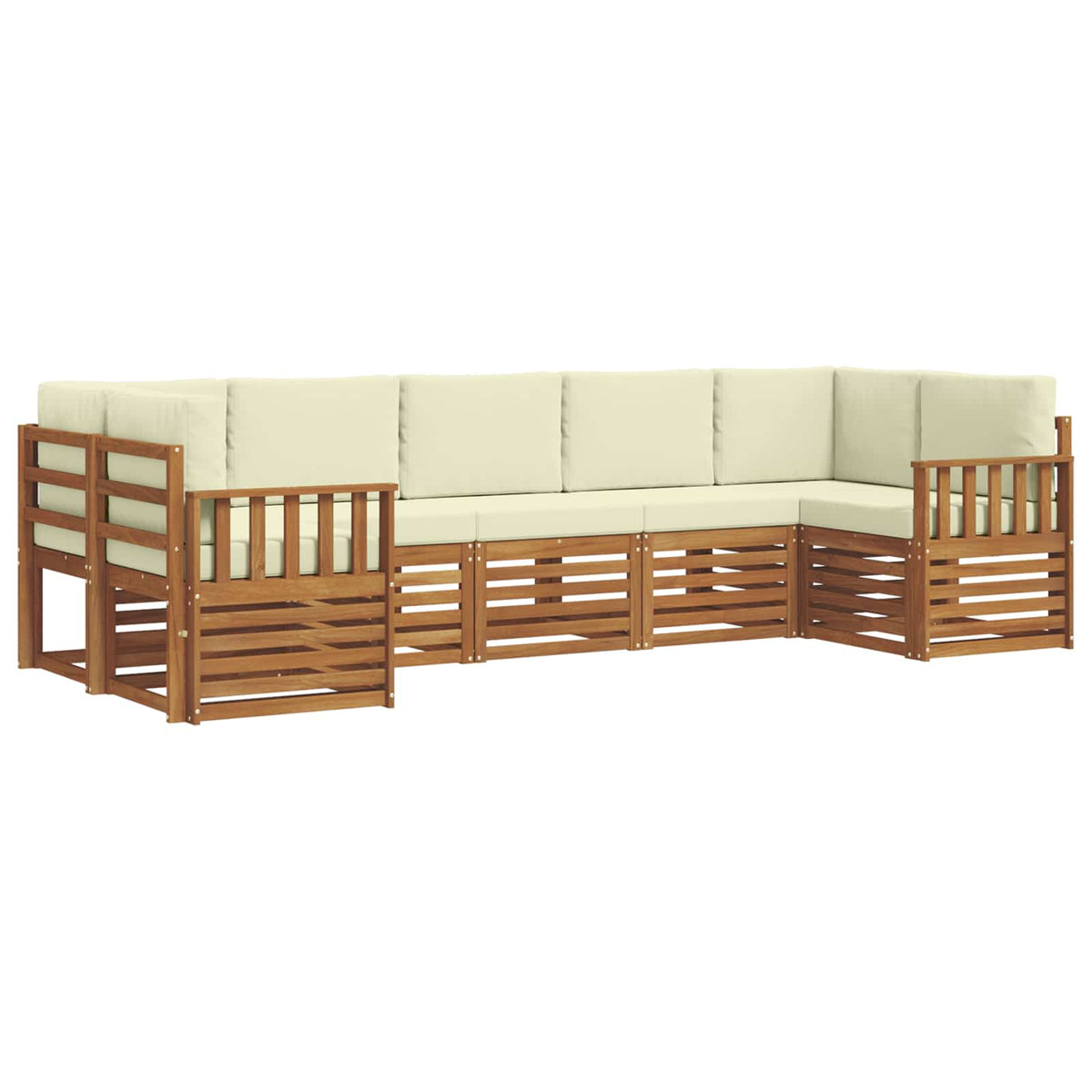 Outdoor-Sofagarnitur 7 stk. Natur und Creme
