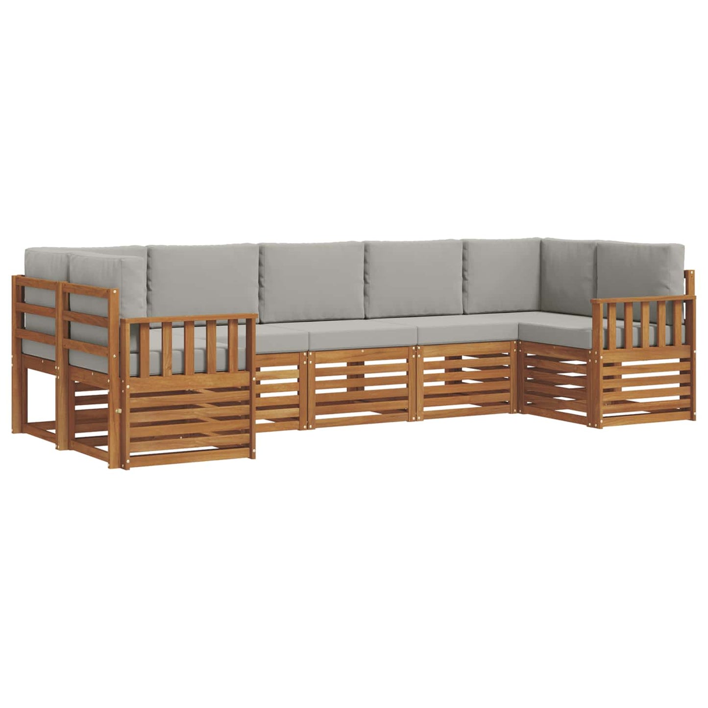 Ecksofa Set mit Kissen 7 pcs Natürlich und Hellgrau