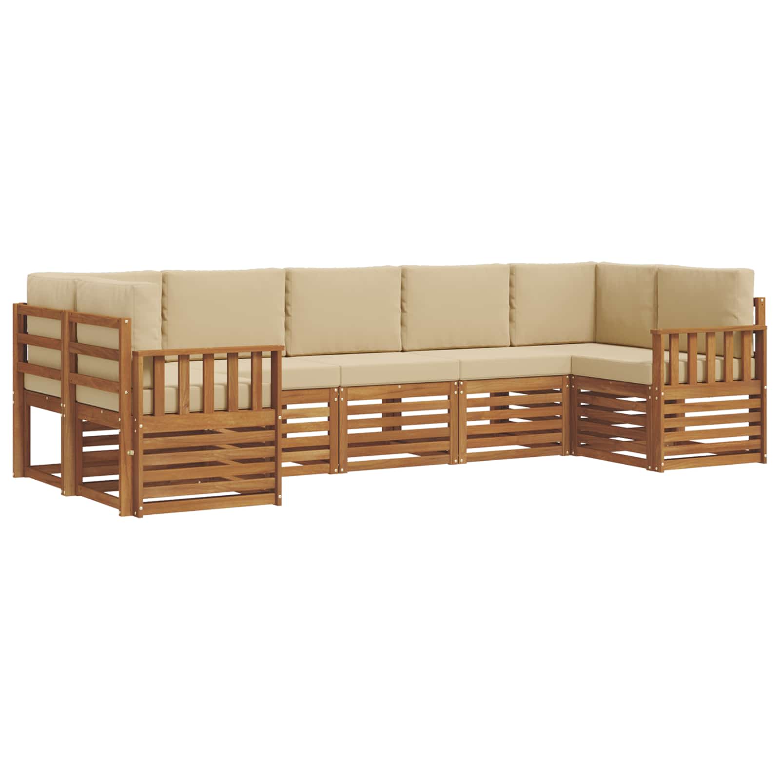Outdoor-Sofagarnitur 7 stk. Natur und Beige