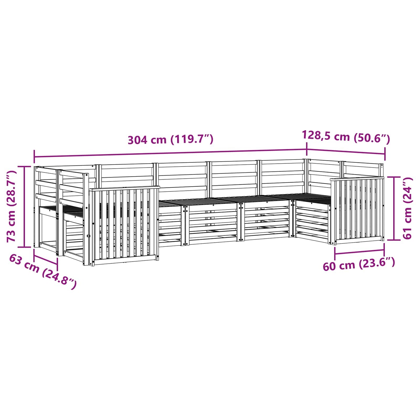 Ecksofa Set 7 pcs Natur