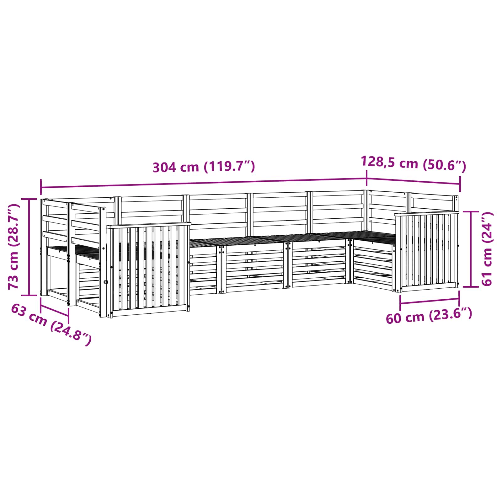 Ecksofa Set 7 pcs Natur