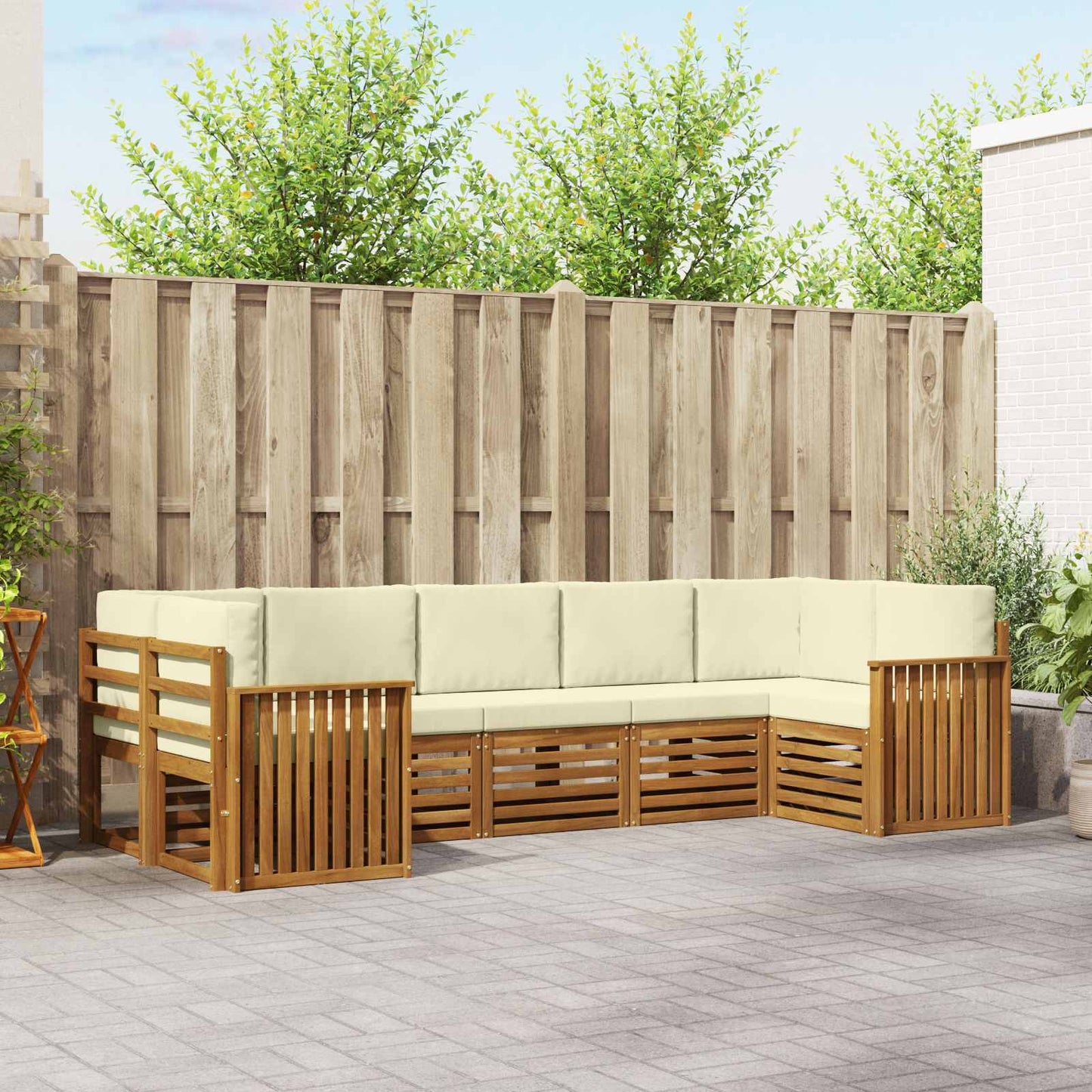 Ecksofa Set mit Kissen 7 pcs Natur und Creme