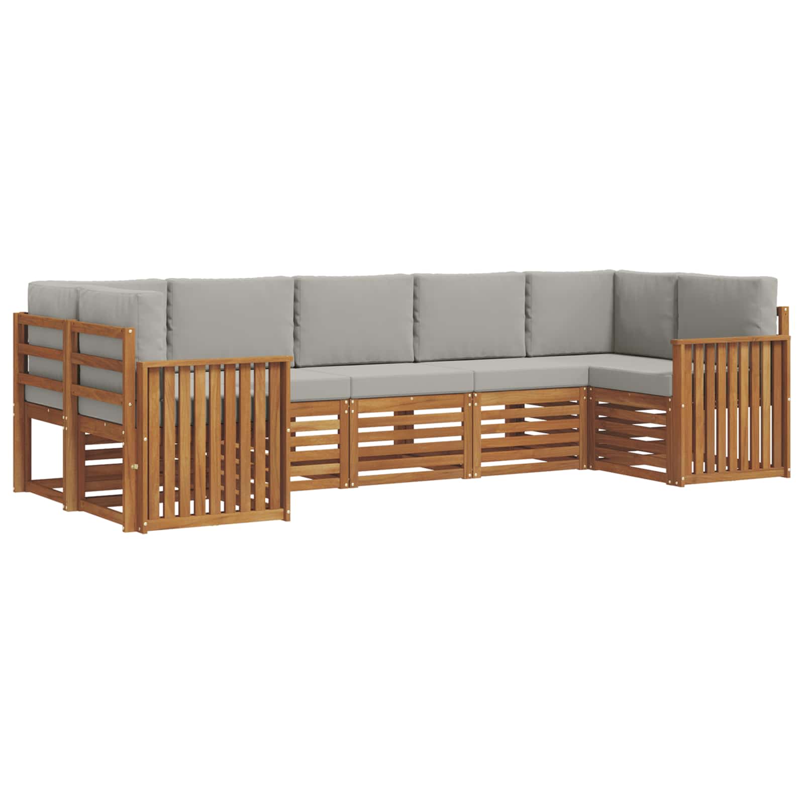 Ecksofa Set mit Kissen 7 pcs Natürlich und Hellgrau