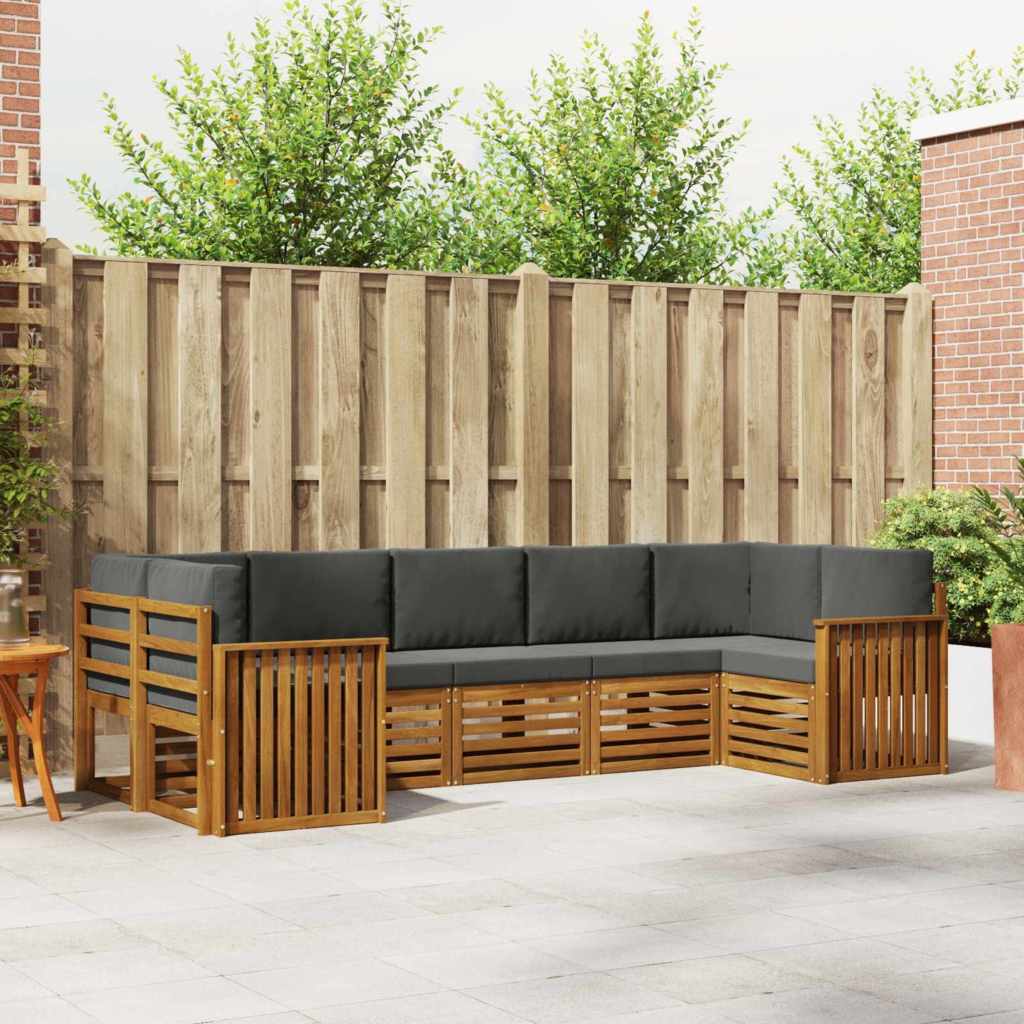 Outdoor-Sofagarnitur 7 stk. Natur und Anthrazit