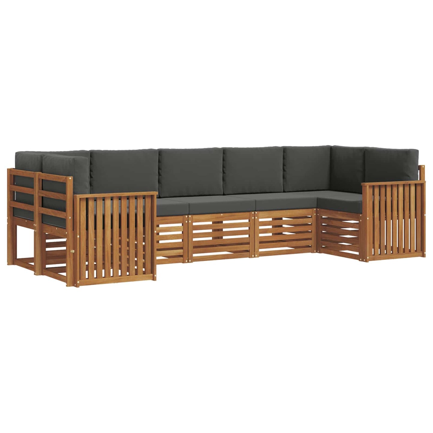 Outdoor-Sofagarnitur 7 stk. Natur und Anthrazit