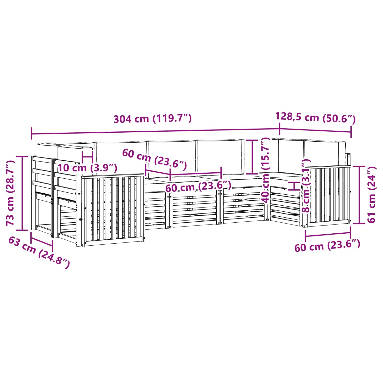 Outdoor-Sofagarnitur 7 stk. Natur und Anthrazit