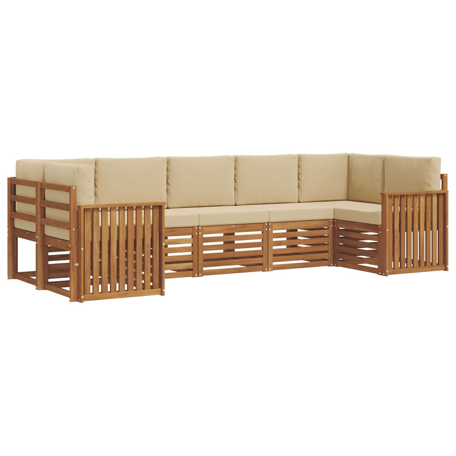 Outdoor-Sofagarnitur 7 stk. Natur und Beige