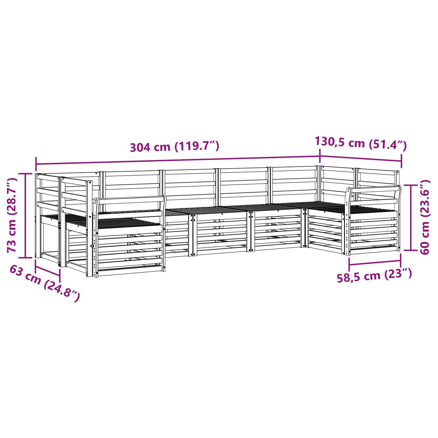 Ecksofa Set 7 pcs Natur