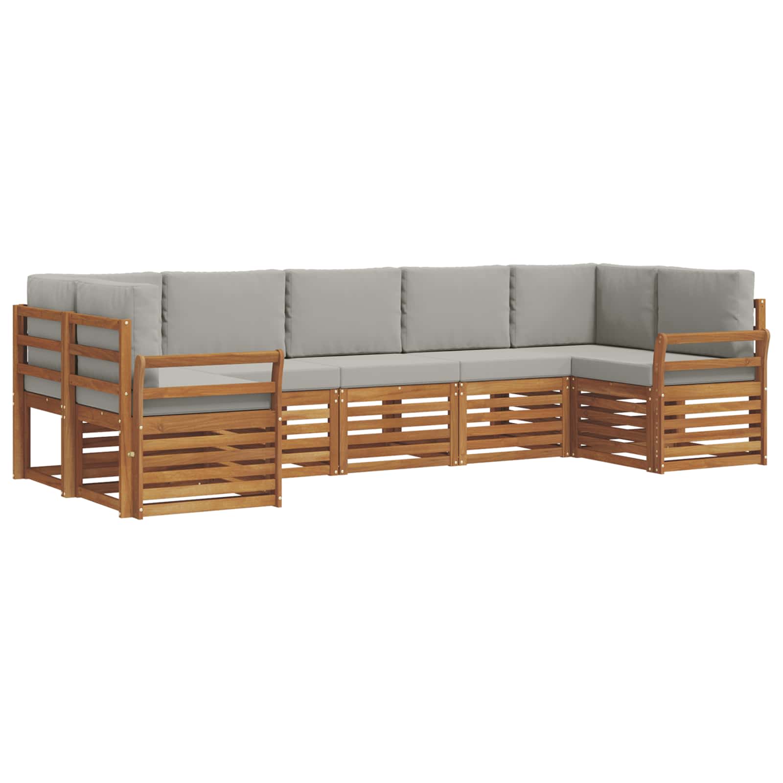 Ecksofa Set mit Kissen 7 pcs Natürlich und Hellgrau