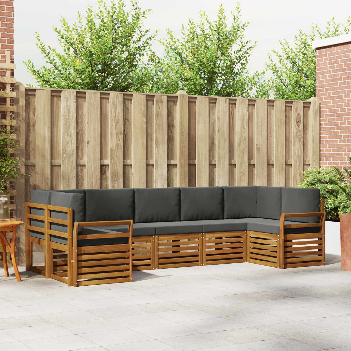 Outdoor-Sofagarnitur 7 stk. Natur und Anthrazit