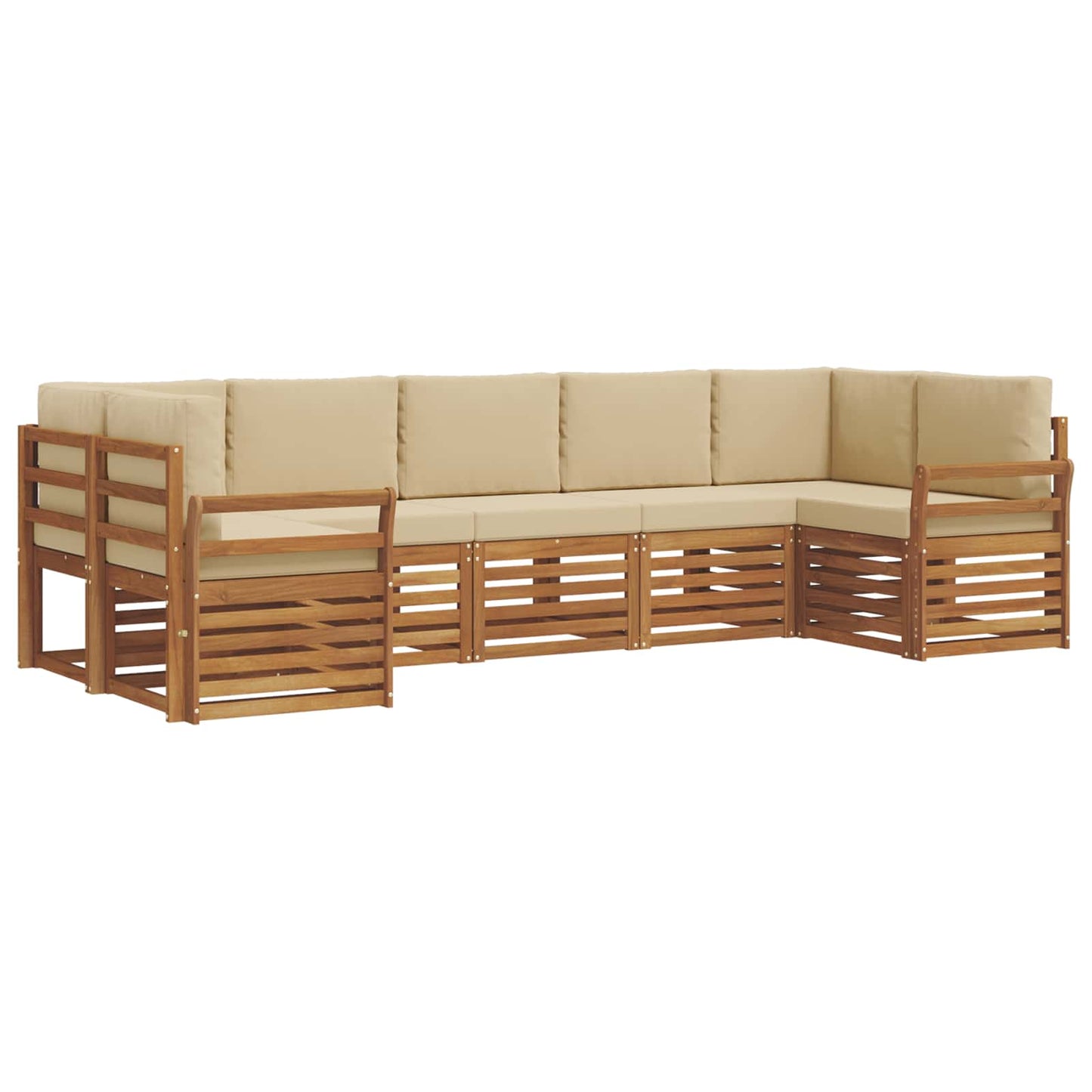 Outdoor-Sofagarnitur 7 stk. Natur und Beige