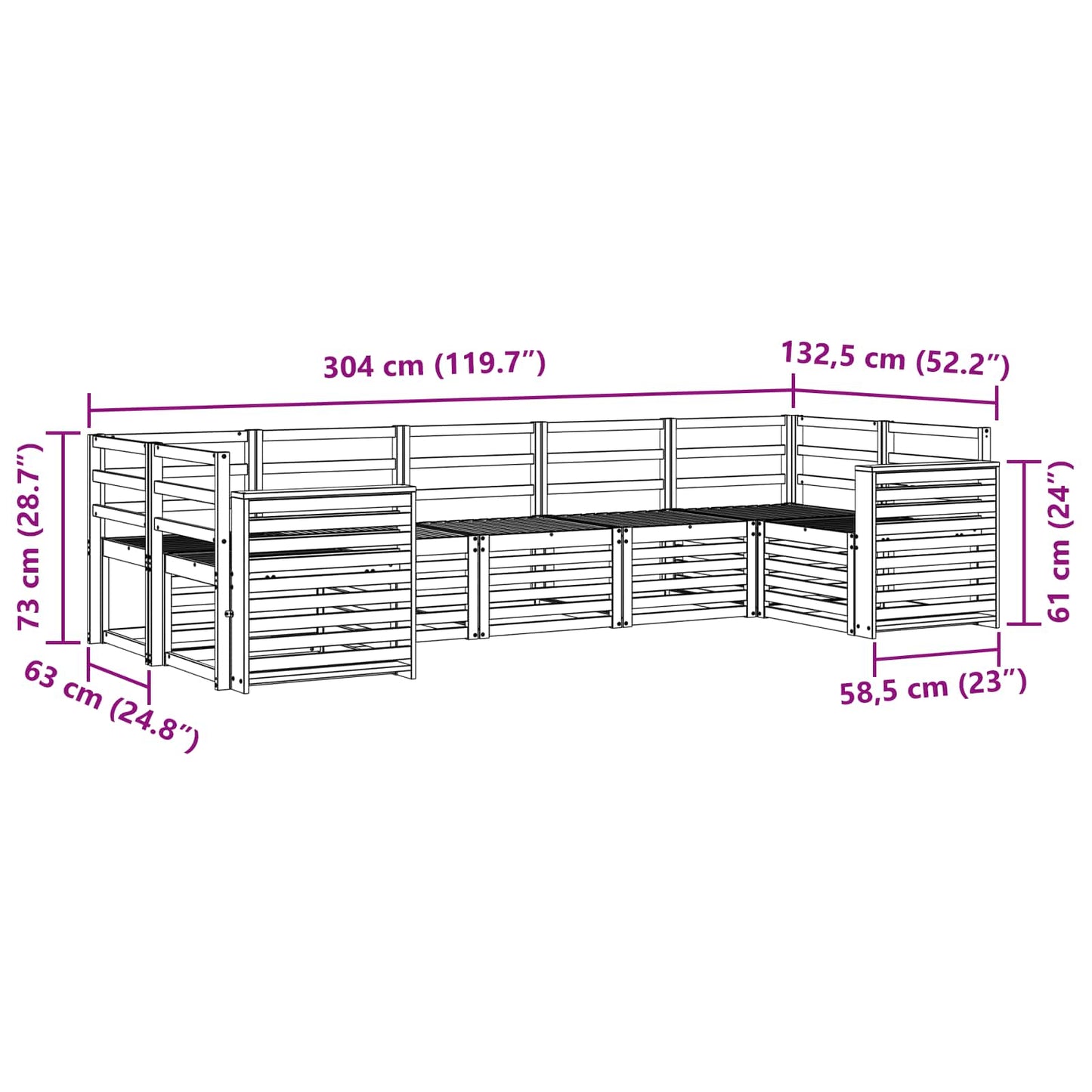 Ecksofa Set 7 pcs Natur