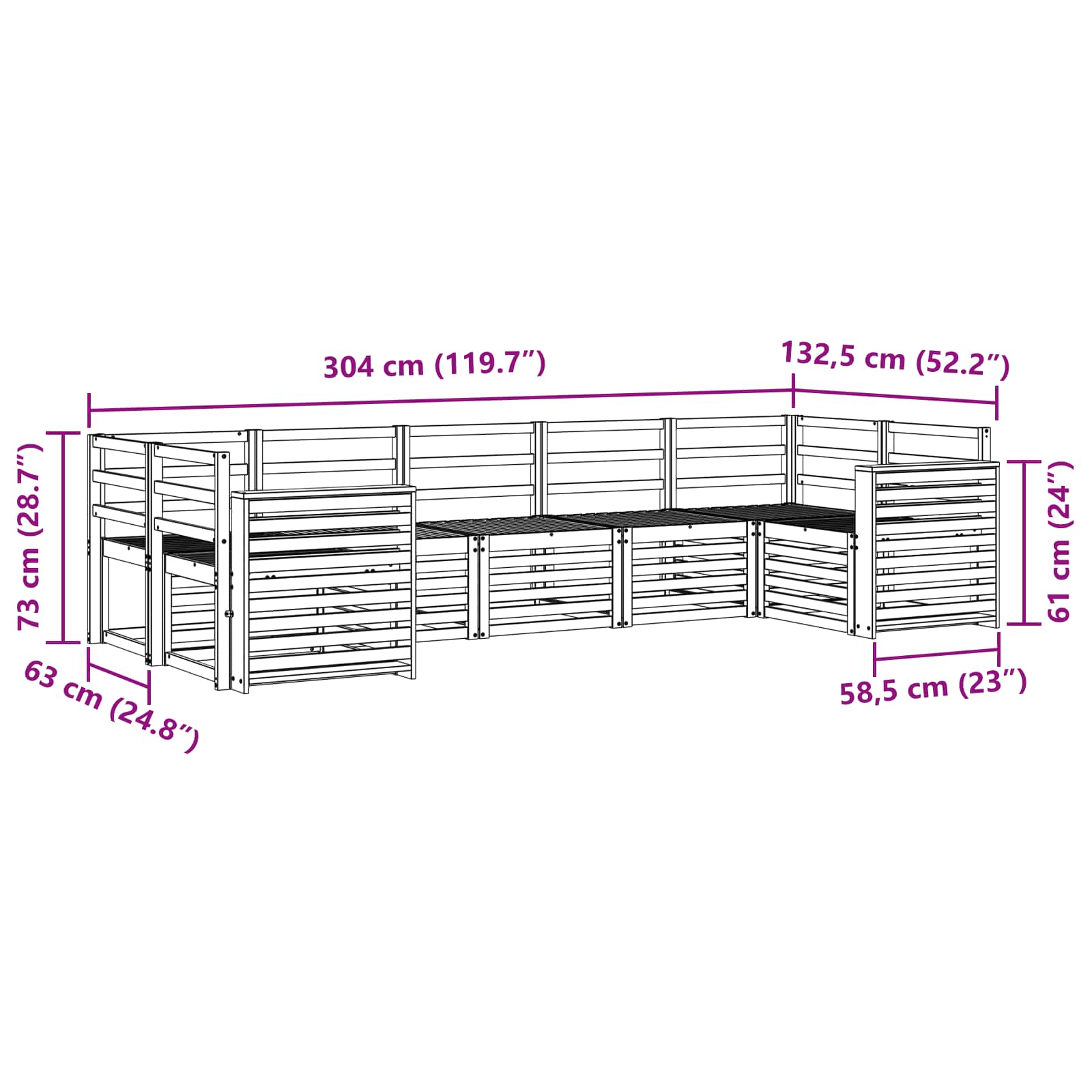 Ecksofa Set 7 pcs Natur