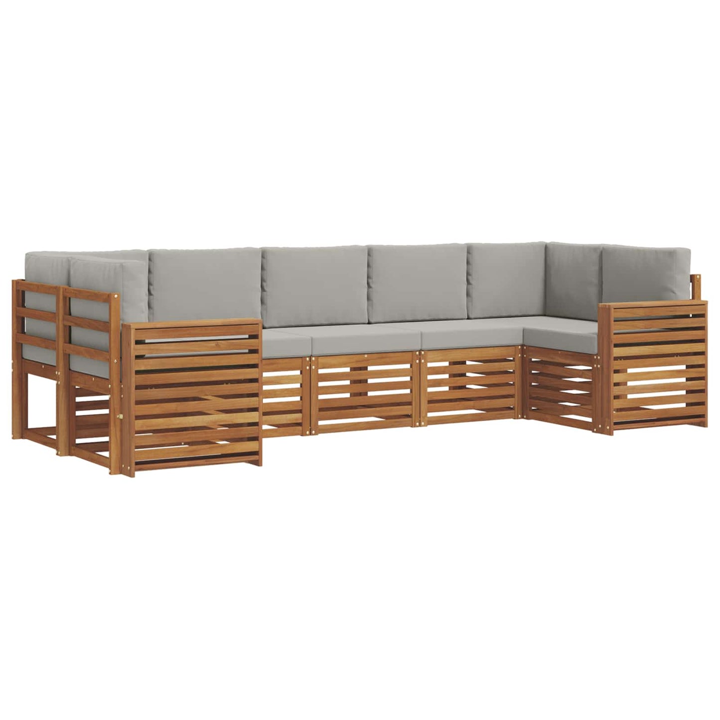 Ecksofa Set mit Kissen 7 pcs Natürlich und Hellgrau