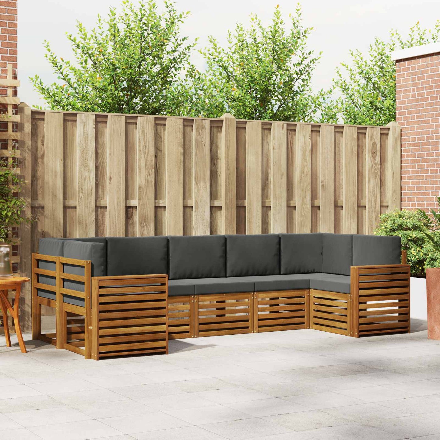 Outdoor-Sofagarnitur 7 stk. Natur und Anthrazit