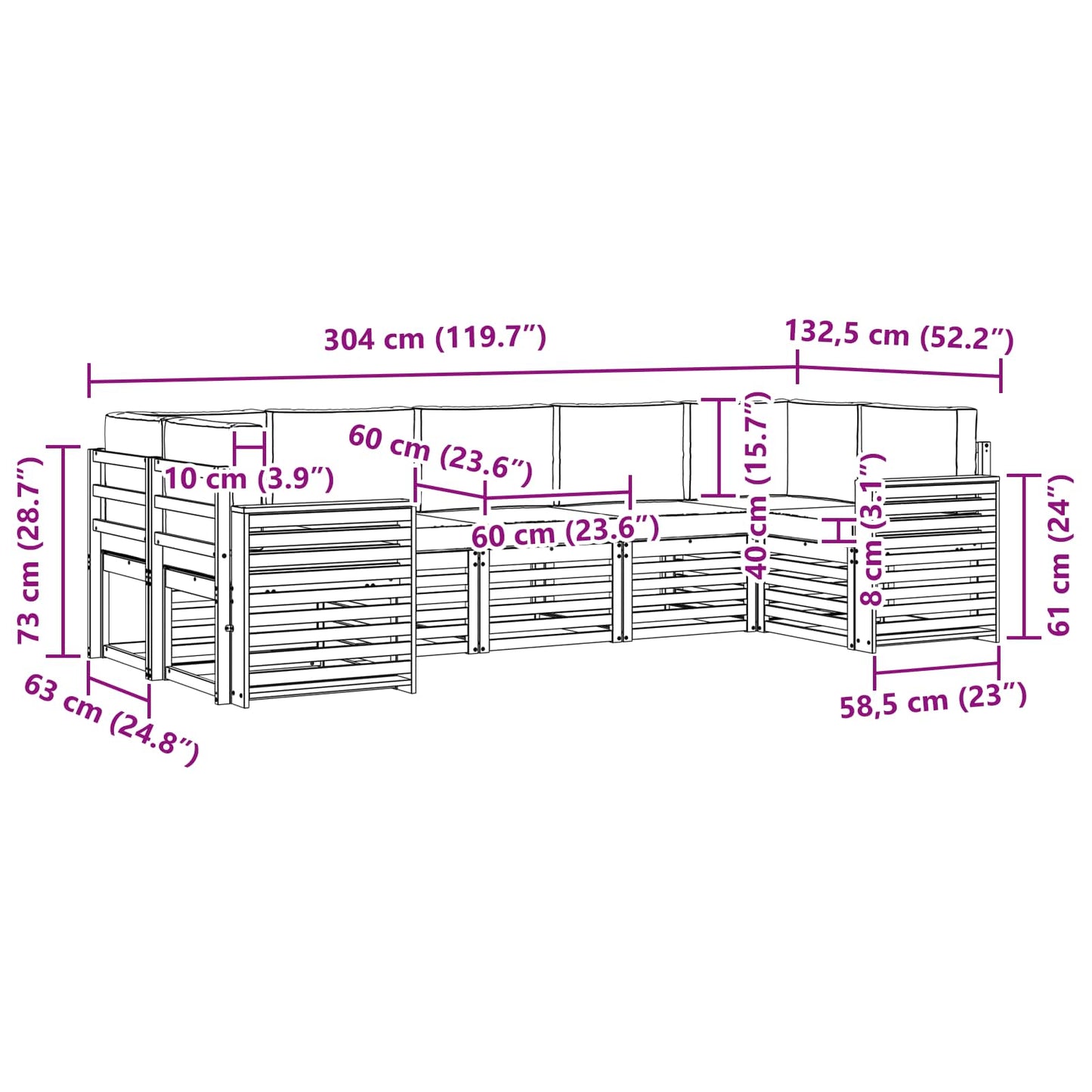 Outdoor-Sofagarnitur 7 stk. Natur und Anthrazit