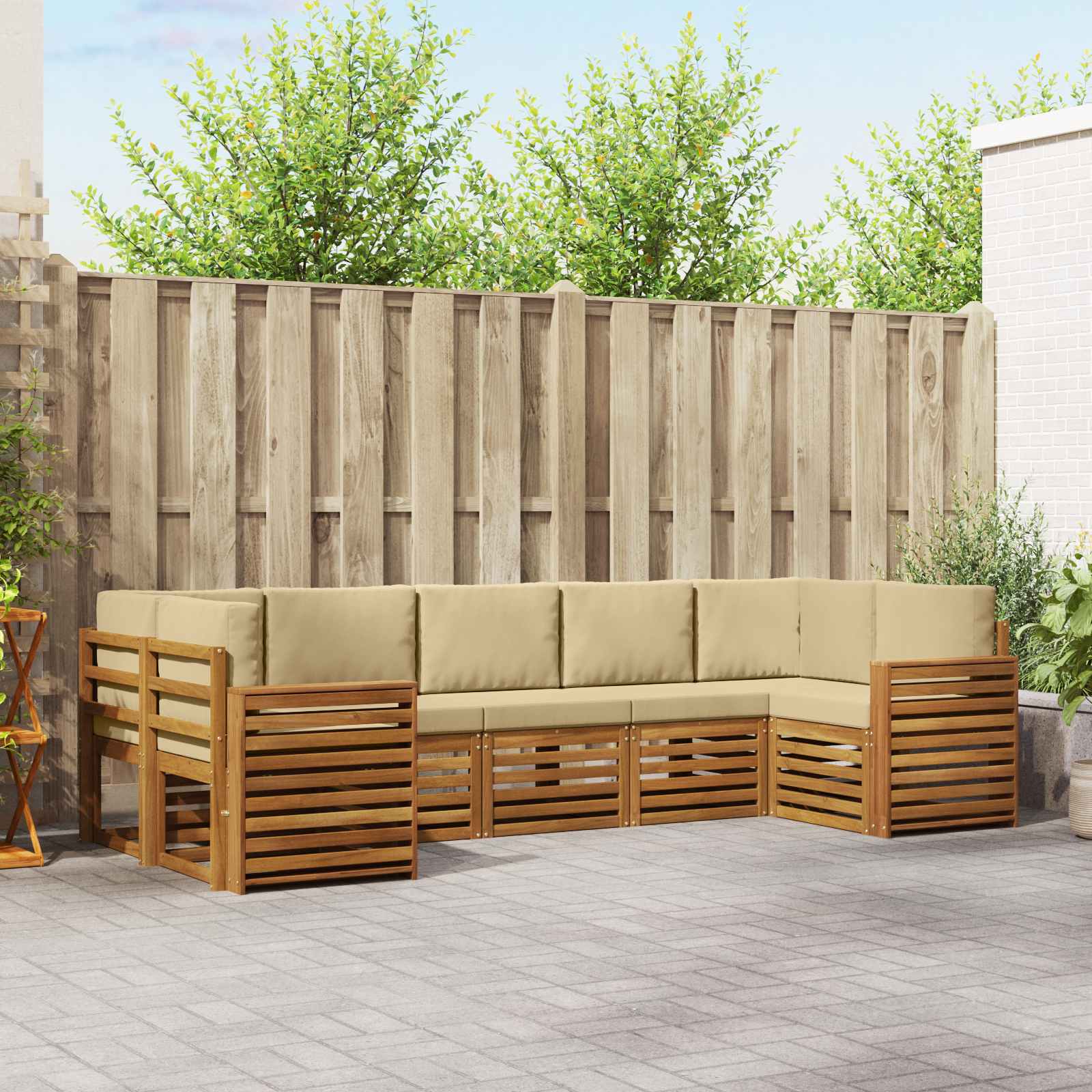 Ecksofa Set mit Kissen 7 pcs Natur und Beige