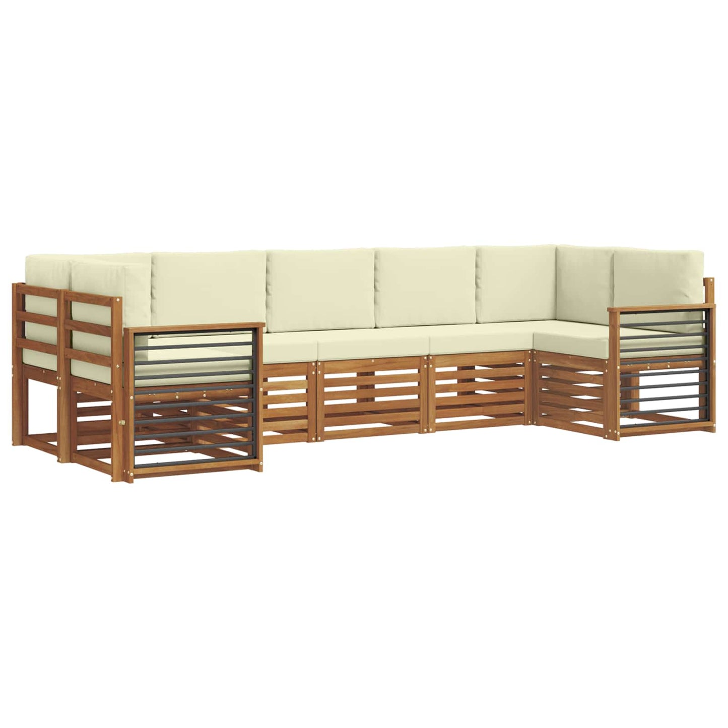 Outdoor-Sofagarnitur 7 stk. Natur und Creme