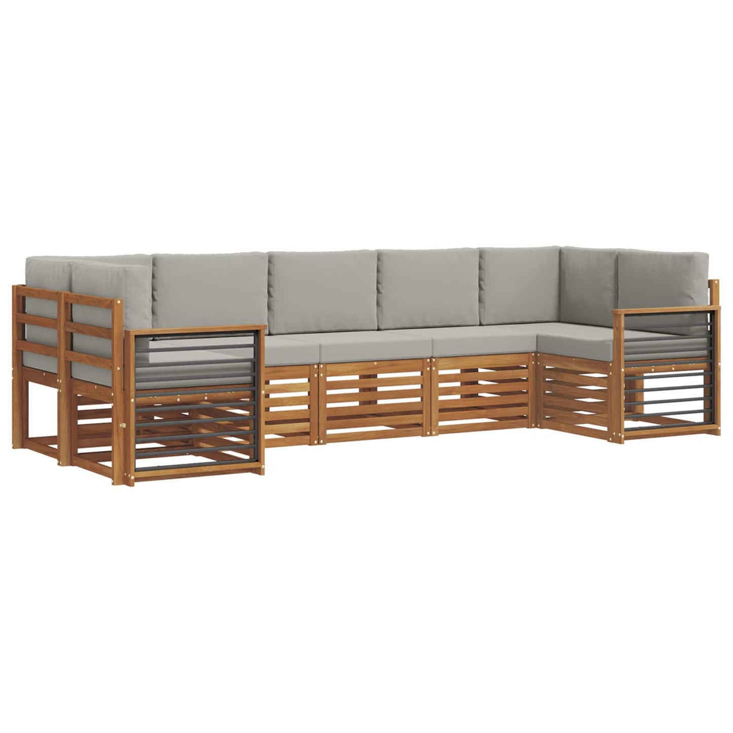 Ecksofa Set mit Kissen 7 pcs Natürlich und Hellgrau