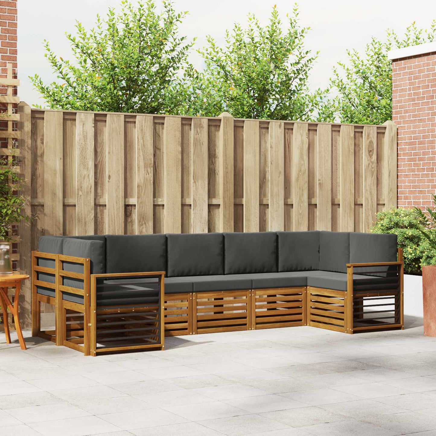 Outdoor-Sofagarnitur 7 stk. Natur und Anthrazit
