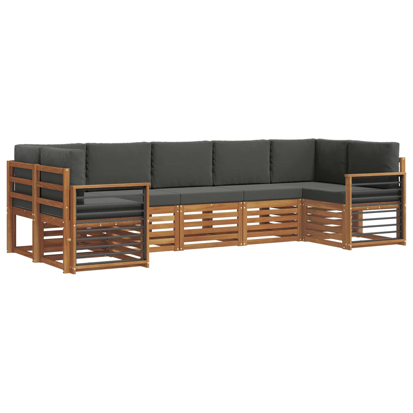 Outdoor-Sofagarnitur 7 stk. Natur und Anthrazit