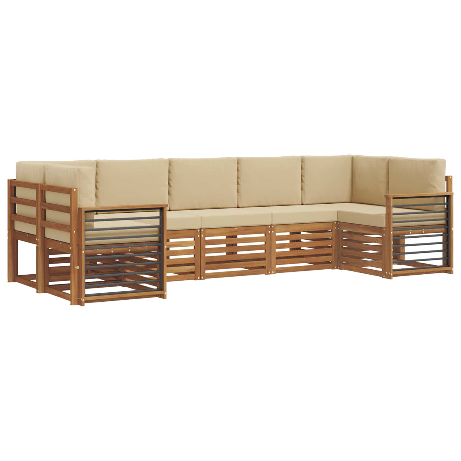 Outdoor-Sofagarnitur 7 stk. Natur und Beige
