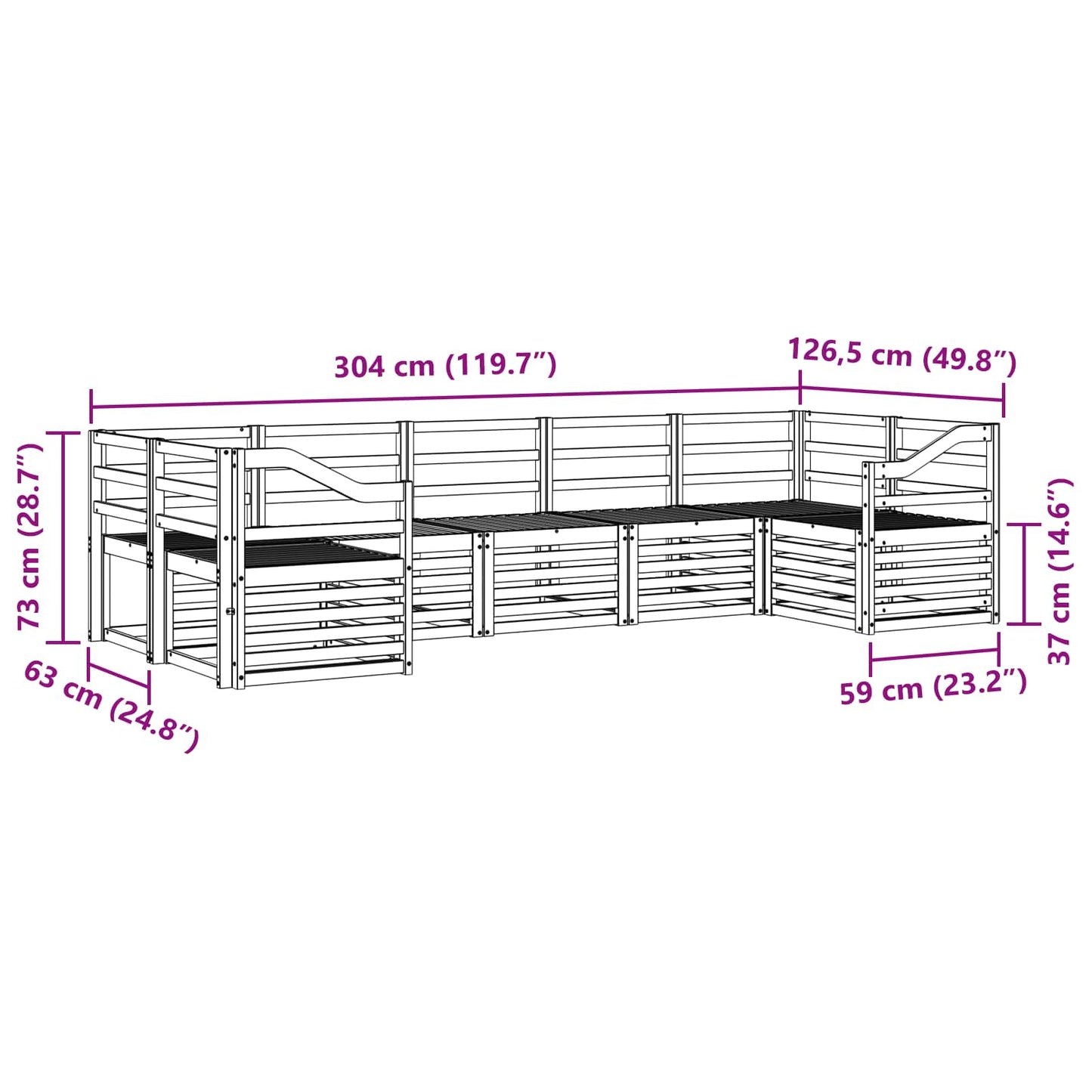 Ecksofa Set 7 pcs Natur