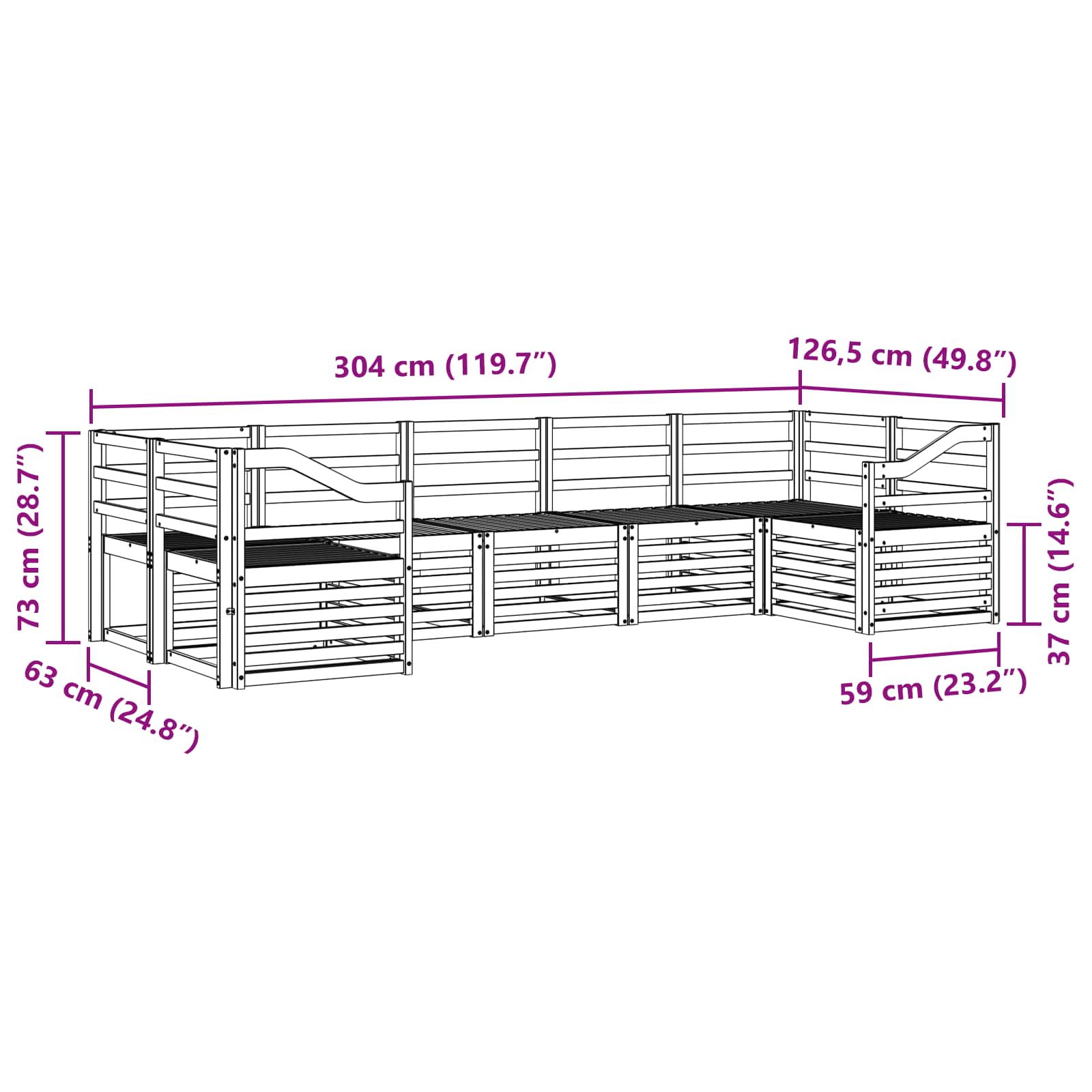 Ecksofa Set 7 pcs Natur