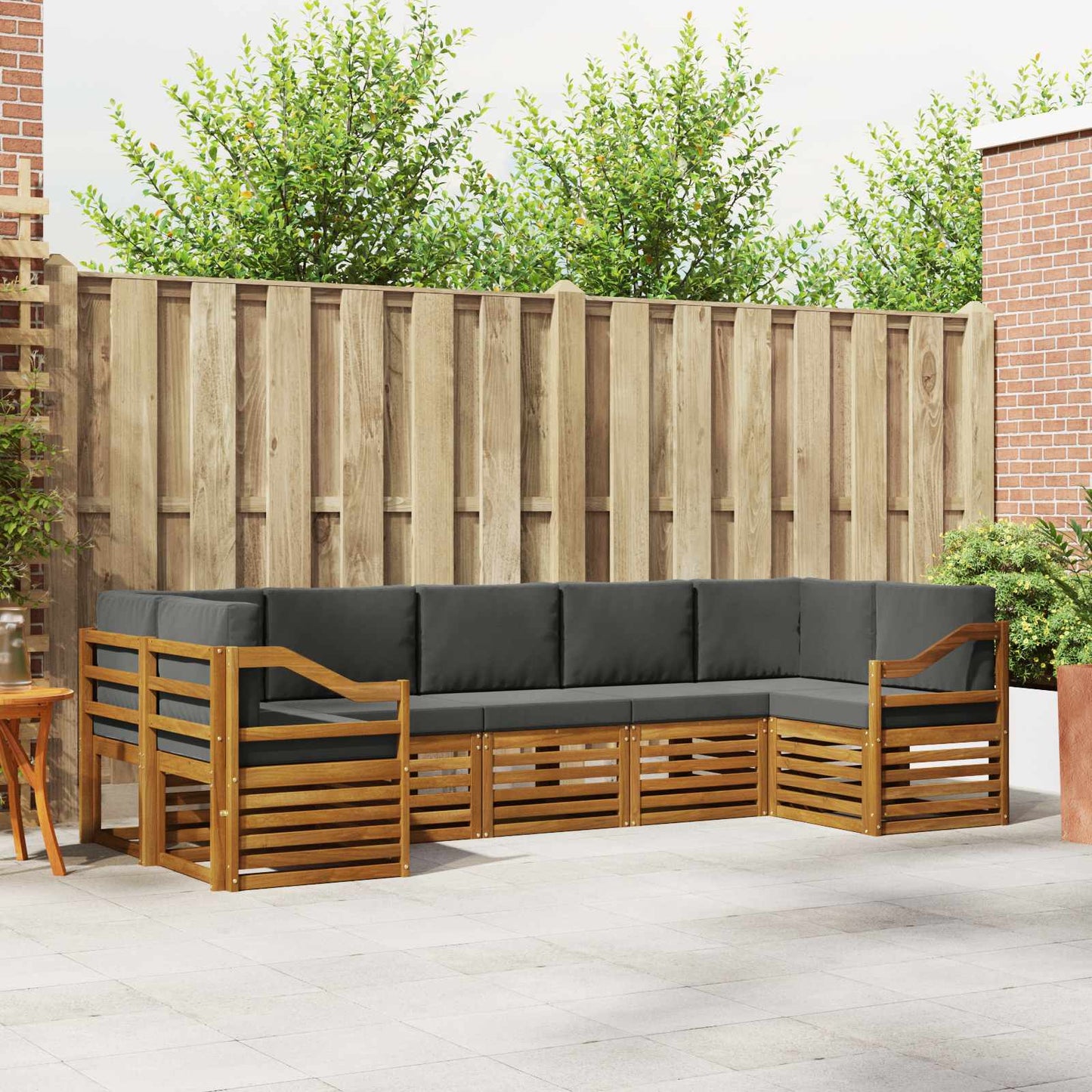 Outdoor-Sofagarnitur 7 stk. Natur und Anthrazit