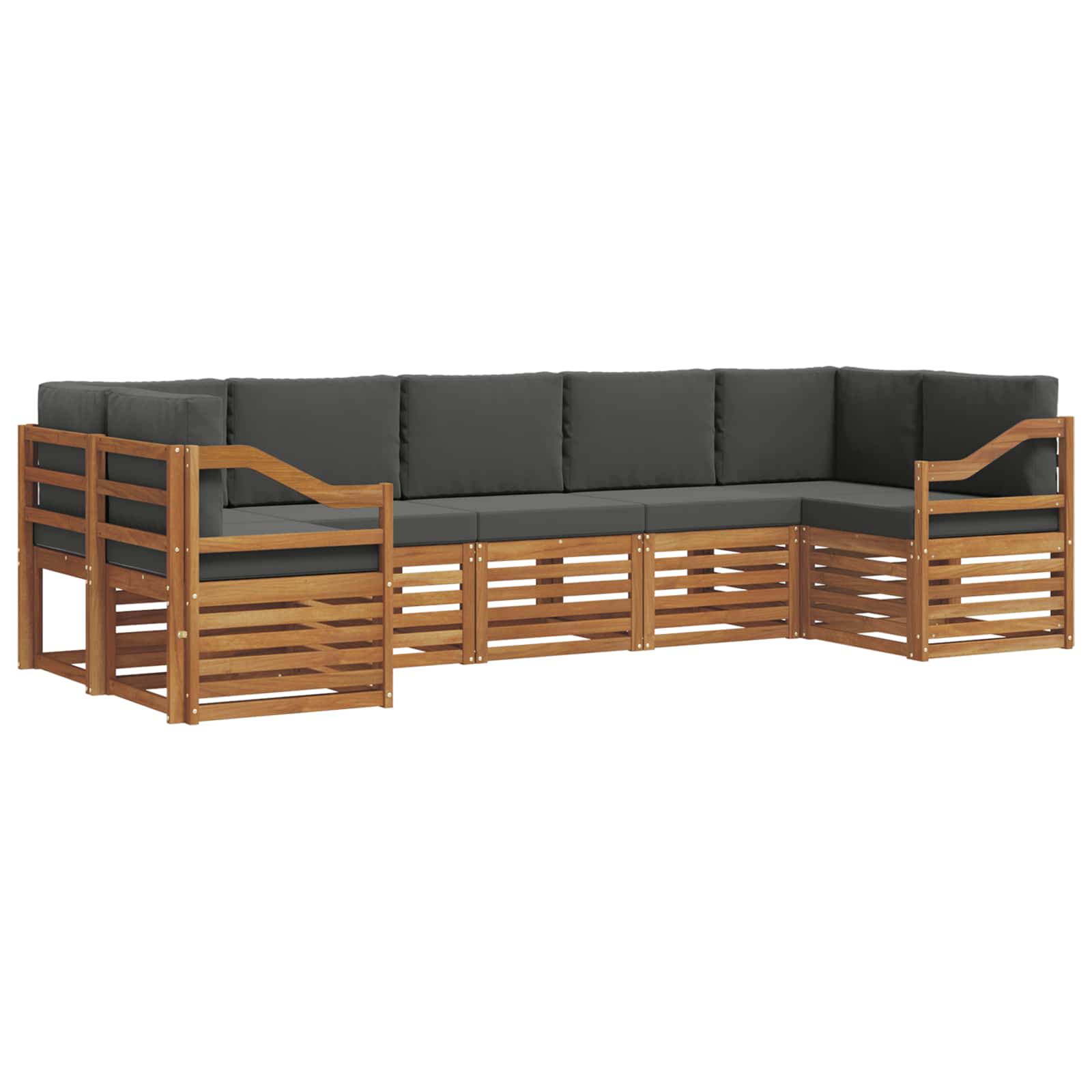Outdoor-Sofagarnitur 7 stk. Natur und Anthrazit