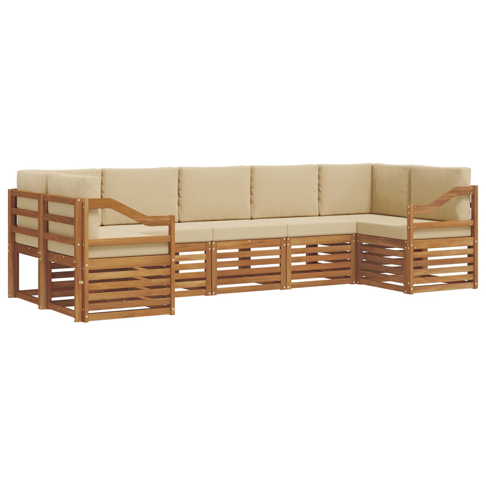 Outdoor-Sofagarnitur 7 stk. Natur und Beige