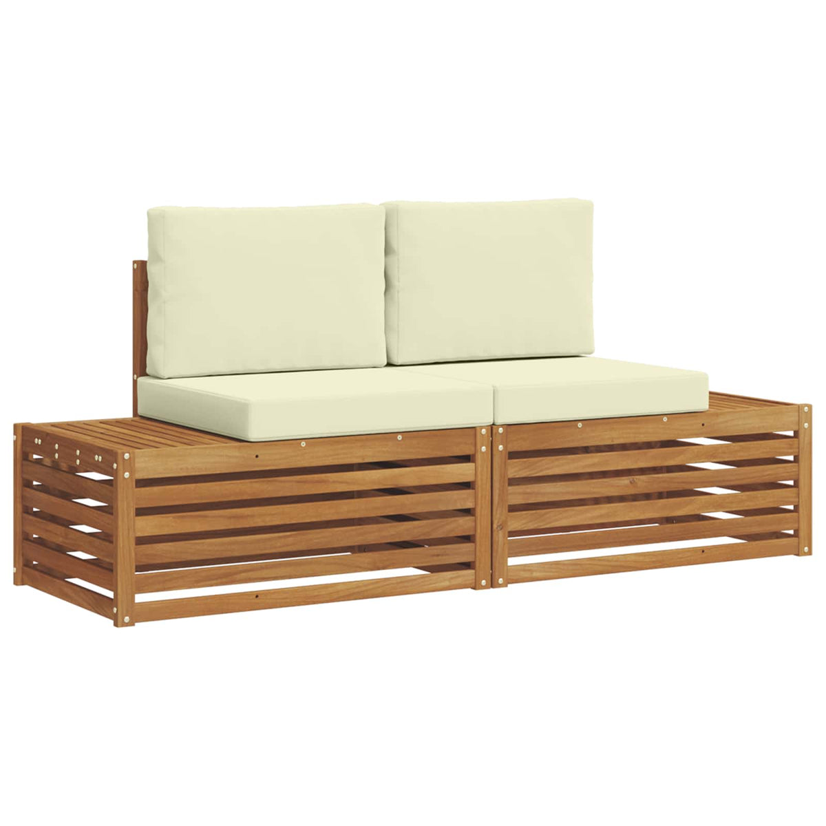 2 Stk. Outdoor-Sofagarnitur Massives Akazienholz und Polyester