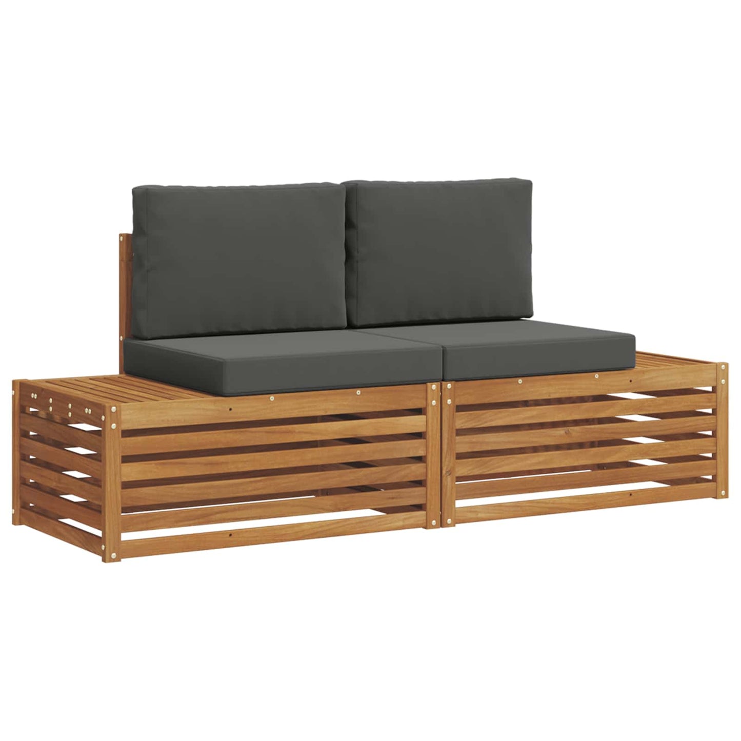 Outdoor-Sofagarnitur mit Kissen 2 Stück Natur und Anthrazit